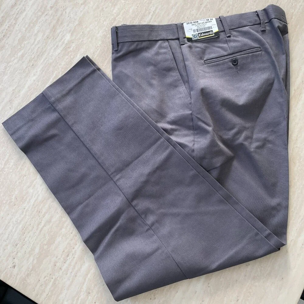 Brand New Edwards Uniform Chino Flat Front Dark Gray Pants Size 38x30 - Picture 2 of 4